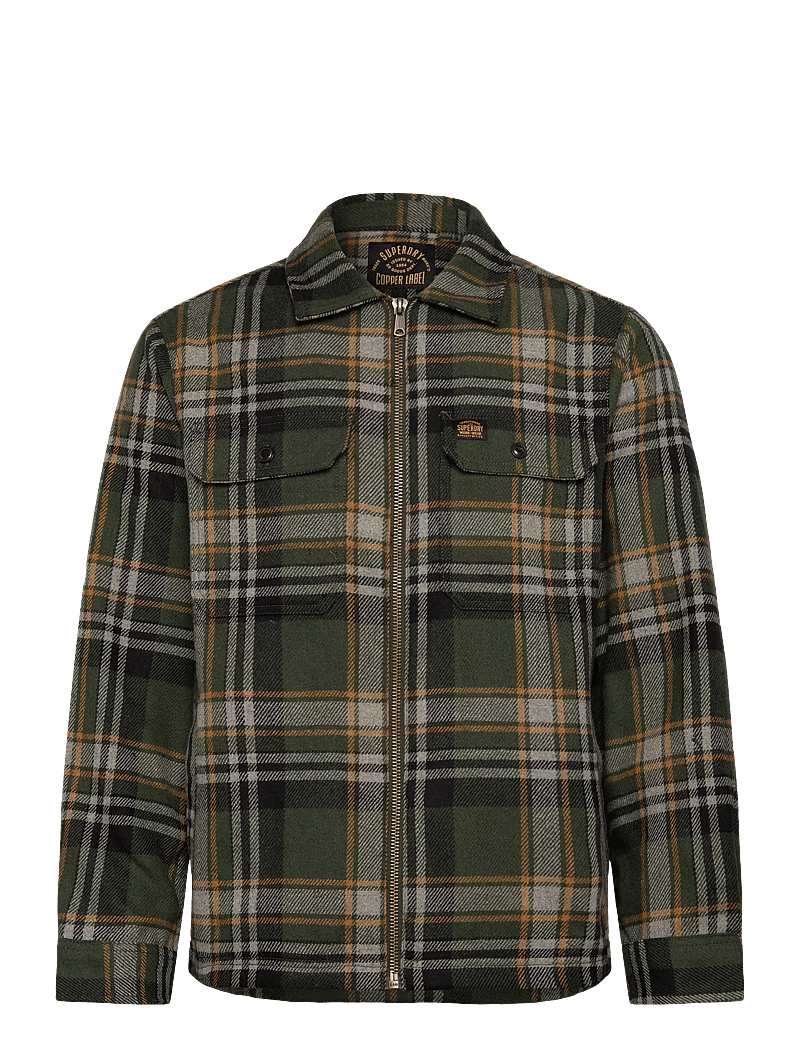 Superdry - WOOL MILLER ZIP OVERSHIRT - kolleksjoner - buckshot check olive - 1