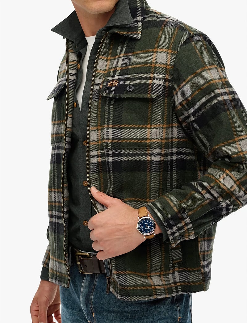 Superdry - WOOL MILLER ZIP OVERSHIRT - kolleksjoner - buckshot check olive - 4