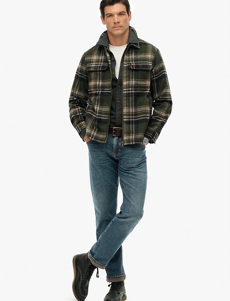 Superdry - WOOL MILLER ZIP OVERSHIRT - kolleksjoner - buckshot check olive - 5