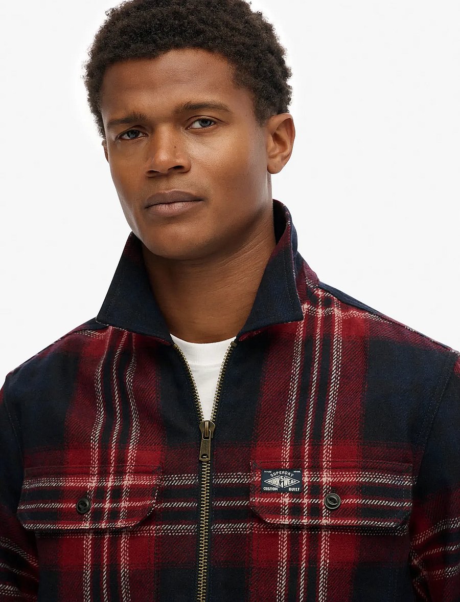 Superdry - WOOL MILLER ZIP OVERSHIRT - kolekcijas - michigan check navy - 2