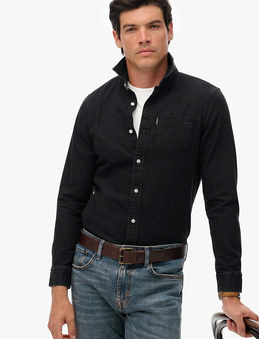 Superdry - ESSENTIALS L/S DENIM SHIRT - denim shirts - jet black - 3