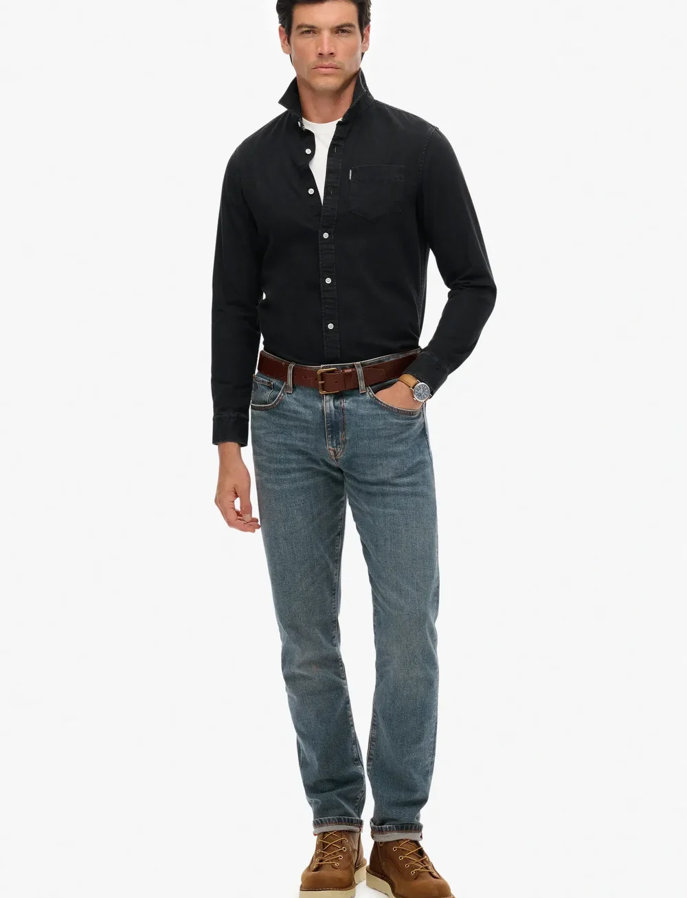 Superdry - ESSENTIALS L/S DENIM SHIRT - jeansskjortor - jet black - 4