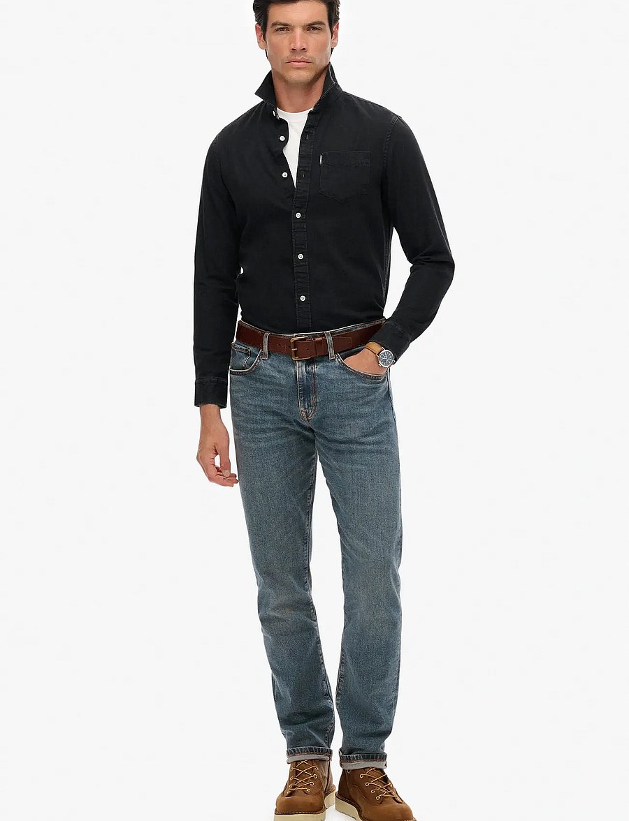 Superdry - ESSENTIALS L/S DENIM SHIRT - denim shirts - jet black - 4