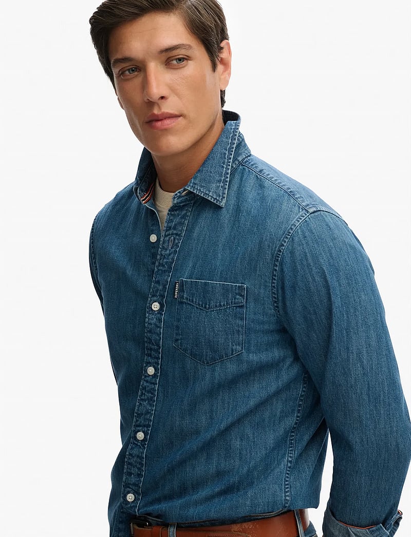 Superdry - ESSENTIALS L/S DENIM SHIRT - jeanshemden - worn wash - 3