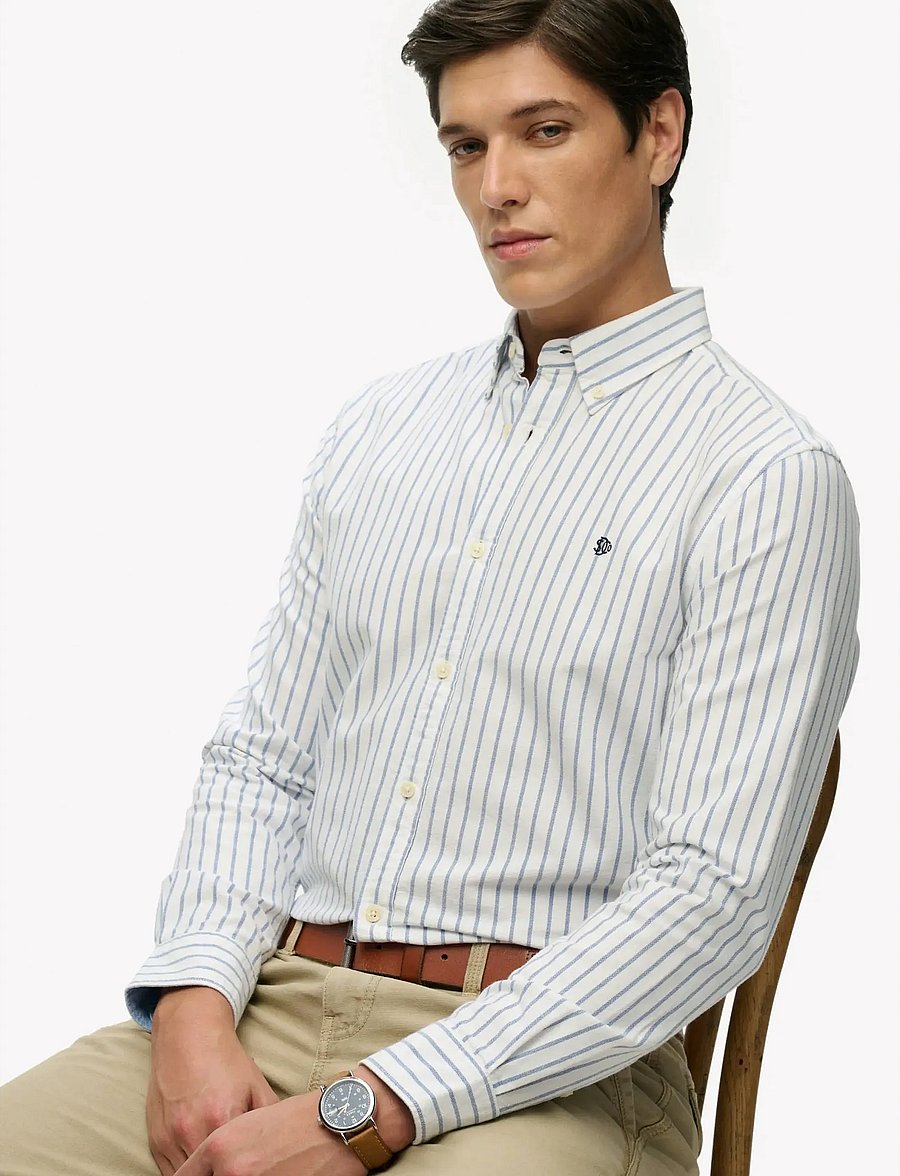 Superdry - PREPPY OXFORD L/S SHIRT - chemises à rayures - classic blue/optic stripe - 4