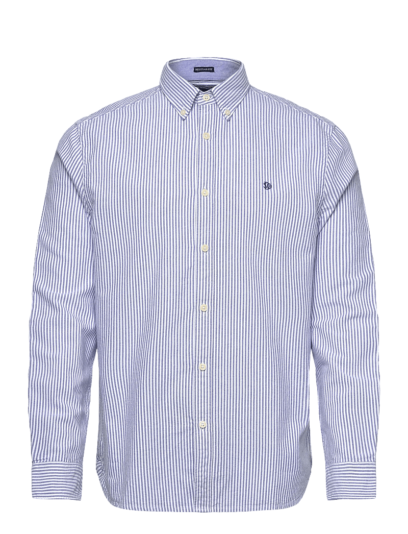 Superdry - PREPPY OXFORD L/S SHIRT - stribede skjorter - azure blue chalk stripe - 1