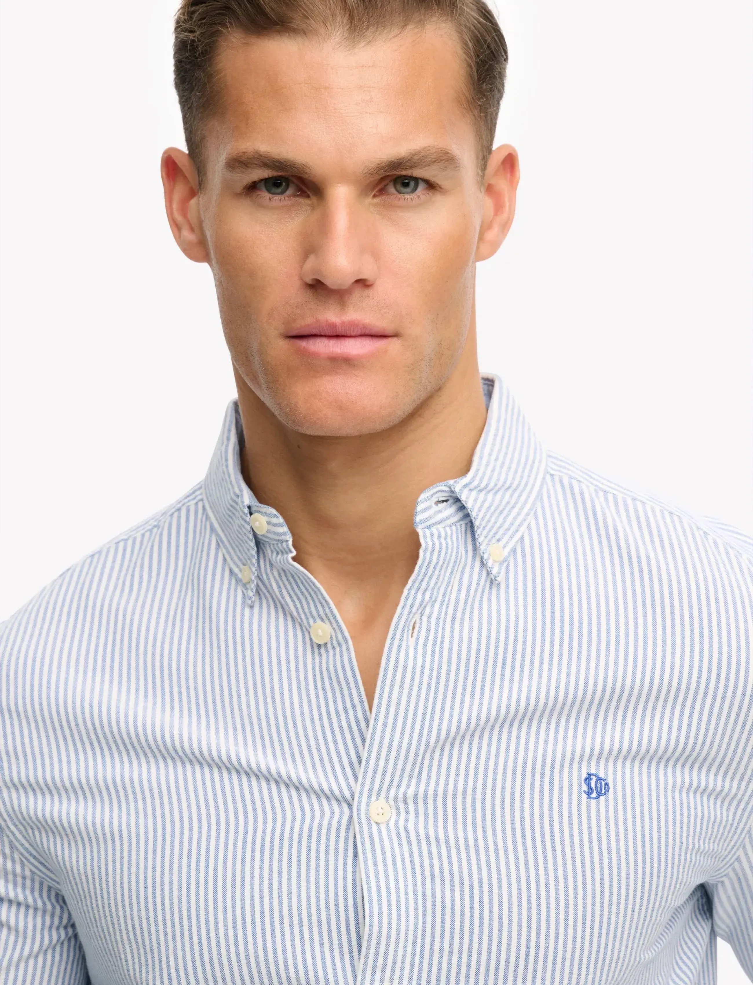 Superdry - PREPPY OXFORD L/S SHIRT - röndóttar skyrtur - azure blue chalk stripe - 3
