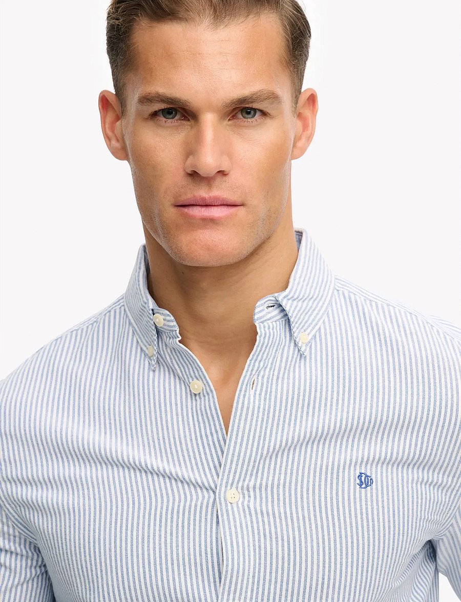 Superdry - PREPPY OXFORD L/S SHIRT - röndóttar skyrtur - azure blue chalk stripe - 3