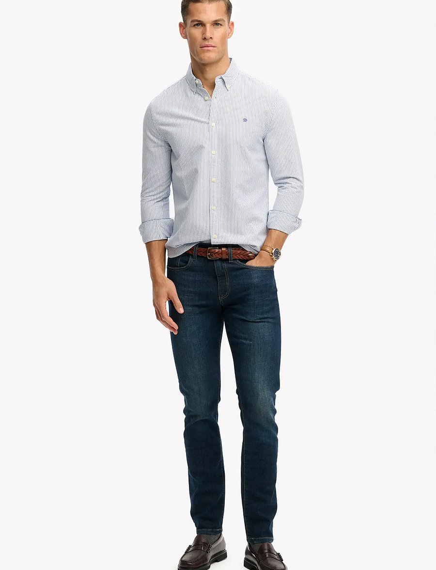 Superdry - PREPPY OXFORD L/S SHIRT - röndóttar skyrtur - azure blue chalk stripe - 5