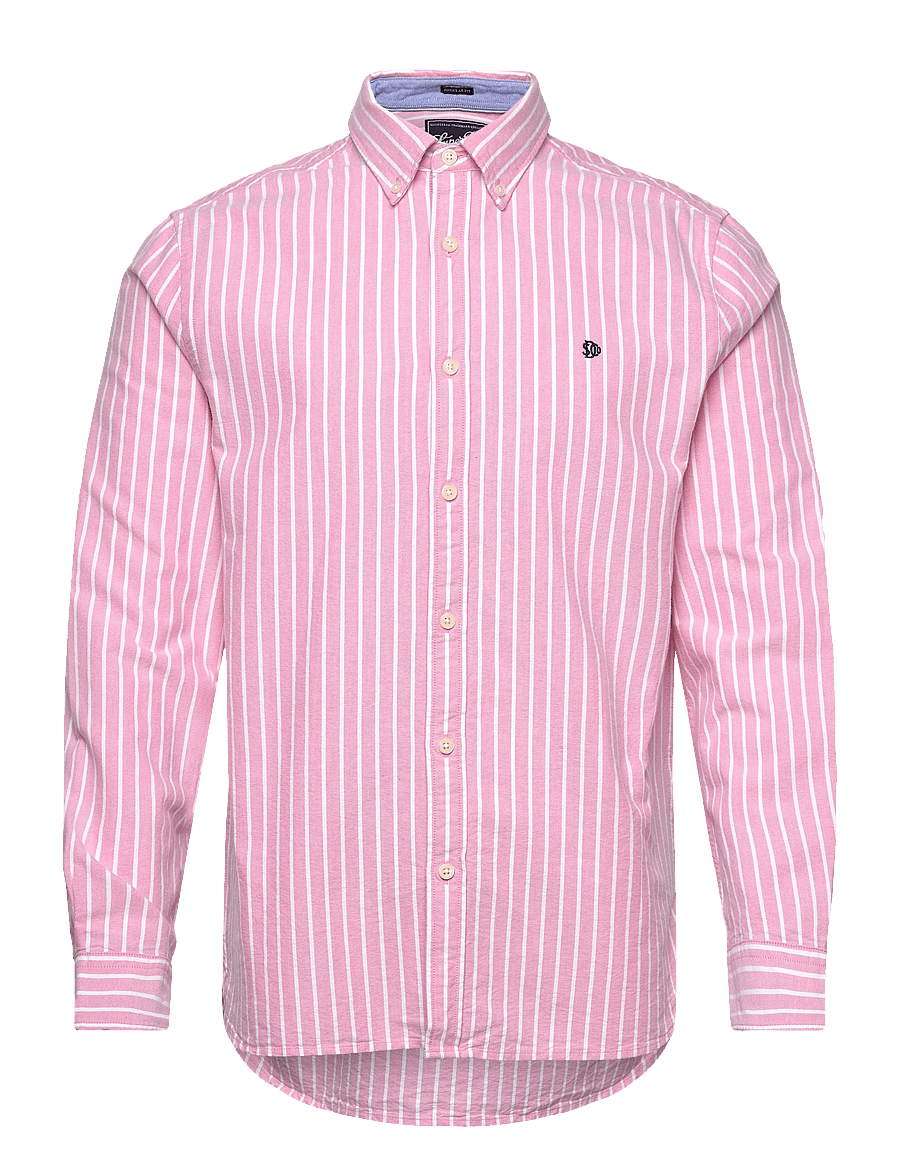 Superdry - PREPPY OXFORD L/S SHIRT - stribede skjorter - cali coral/optic stripe - 1
