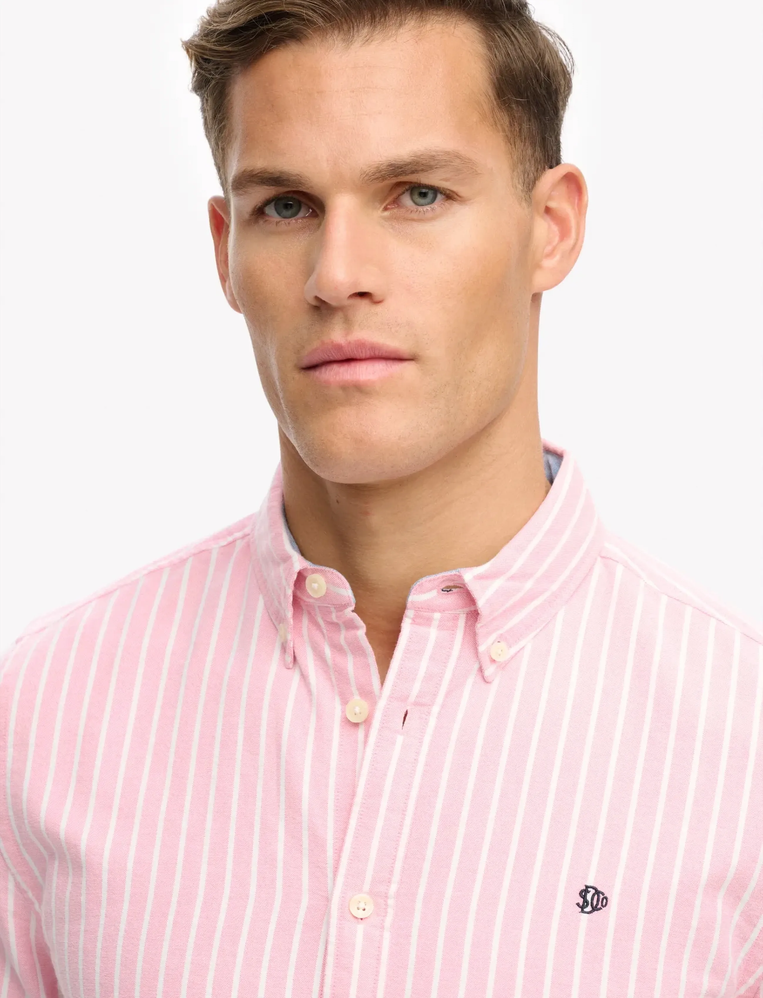 Superdry - PREPPY OXFORD L/S SHIRT - stribede skjorter - cali coral/optic stripe - 3