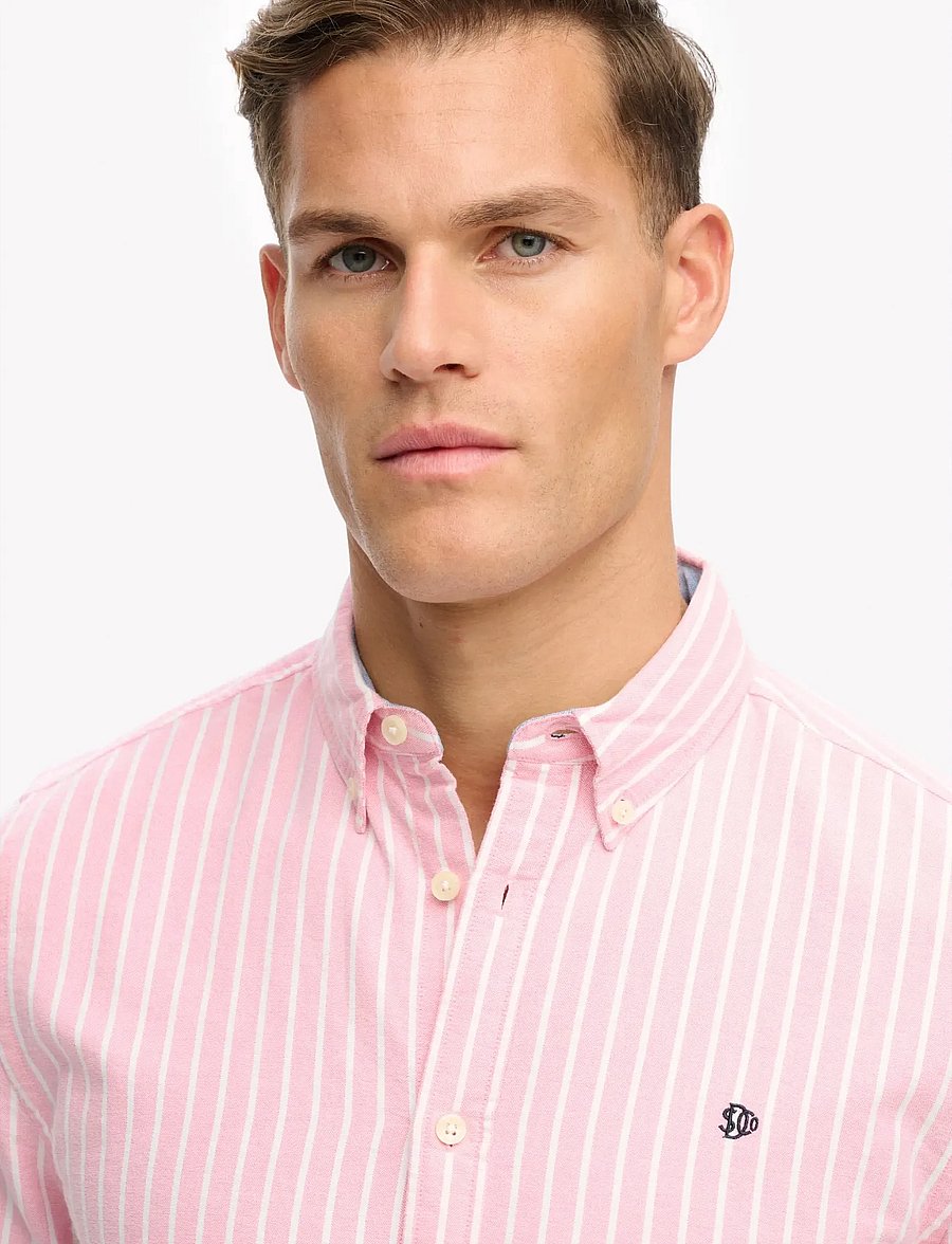Superdry - PREPPY OXFORD L/S SHIRT - stribede skjorter - cali coral/optic stripe - 3