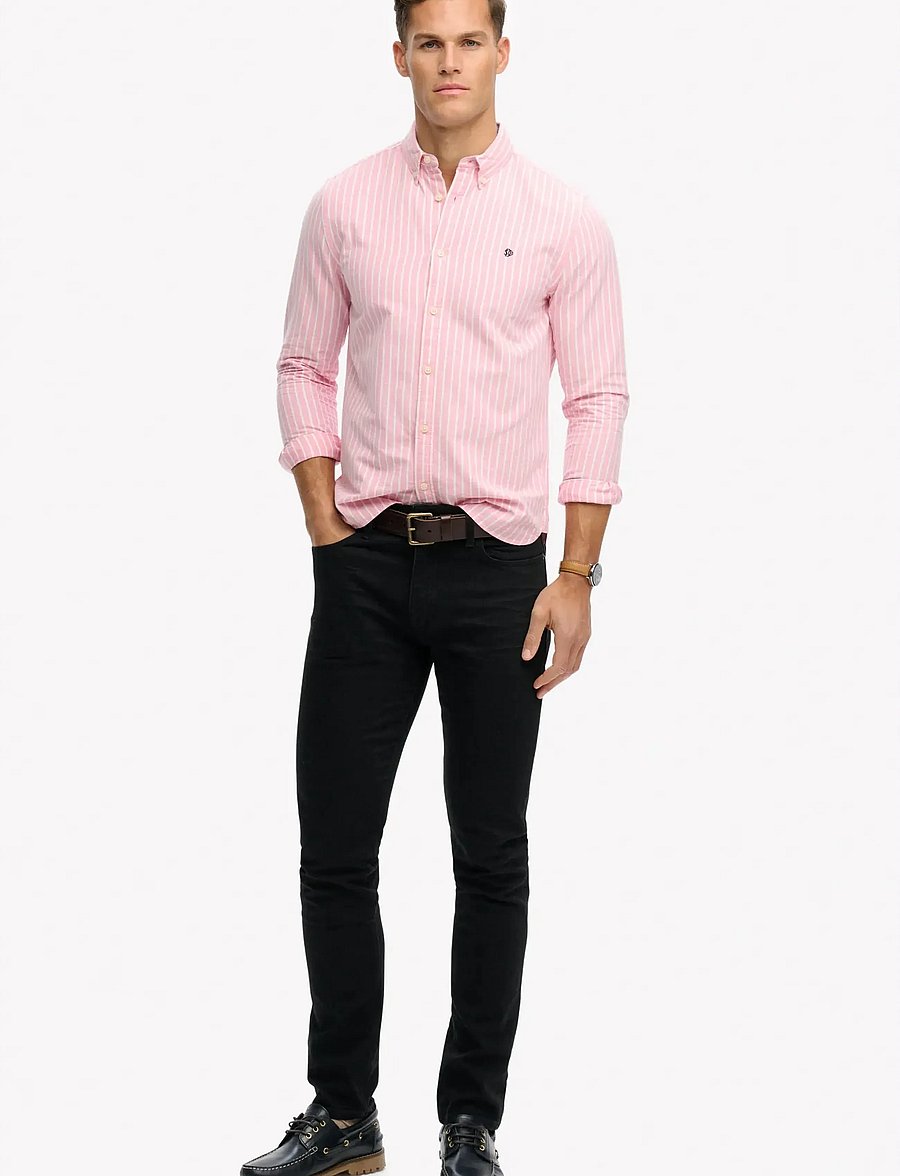 Superdry - PREPPY OXFORD L/S SHIRT - stribede skjorter - cali coral/optic stripe - 5