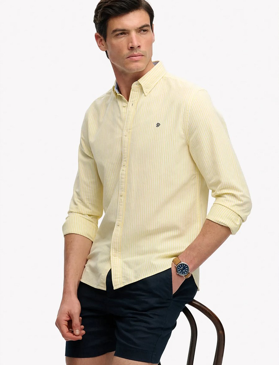Superdry - PREPPY OXFORD L/S SHIRT - stribede skjorter - lemon stripe - 4