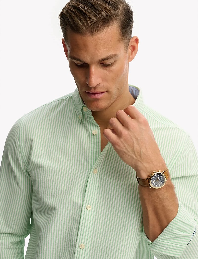 Superdry - PREPPY OXFORD L/S SHIRT - stribede skjorter - mint stripe - 4