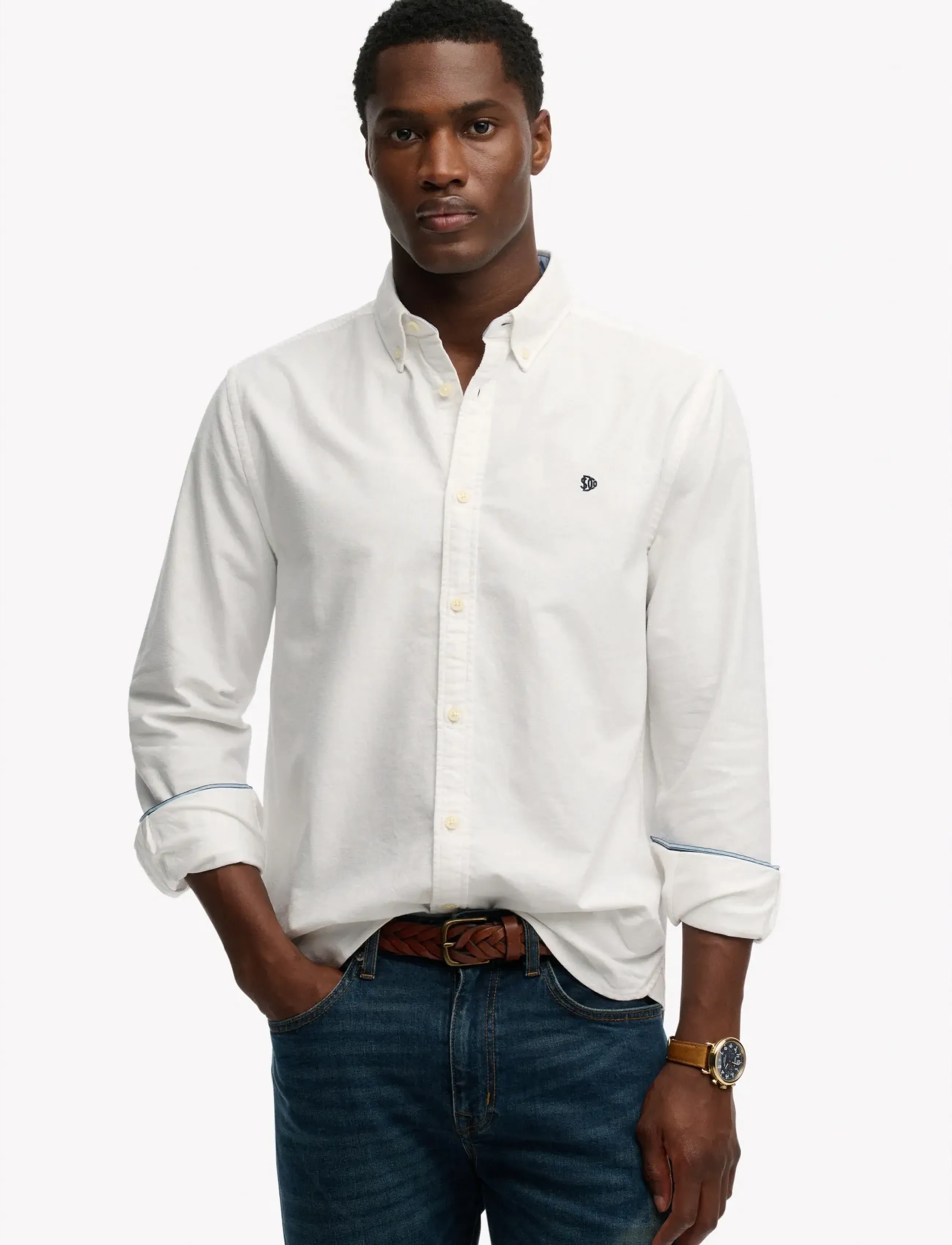 Superdry PREPPY OXFORD L/S SHIRT - Oksfordo marškiniai - OPTIC / white