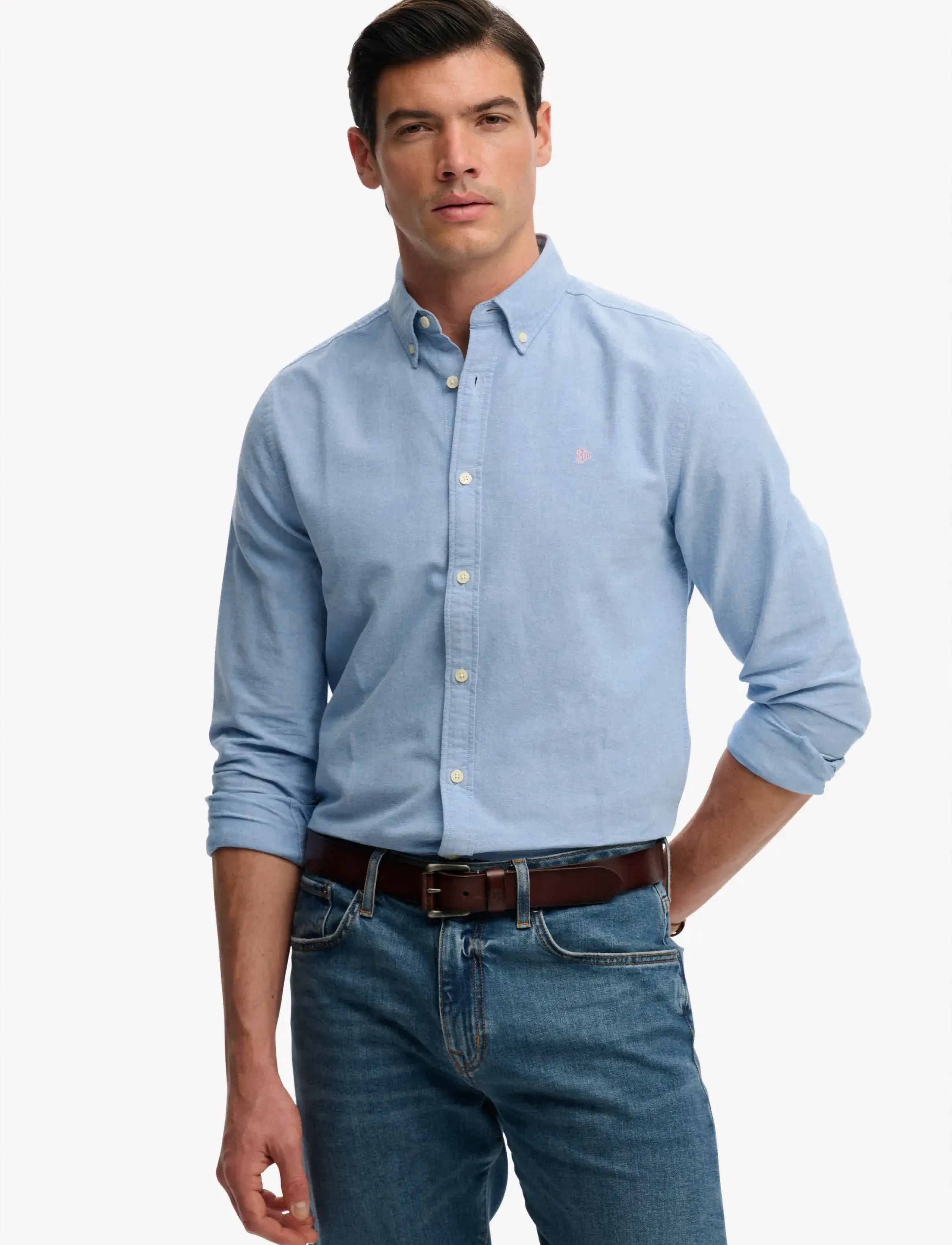 Superdry PREPPY OXFORD L/S SHIRT - Riided - SKY BLUE CHAMBRAY / blue