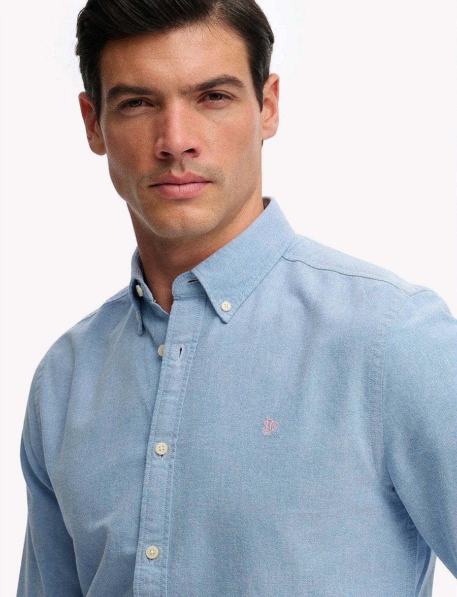 Superdry - PREPPY OXFORD L/S SHIRT - randiga skjortor - sky blue chambray - 3