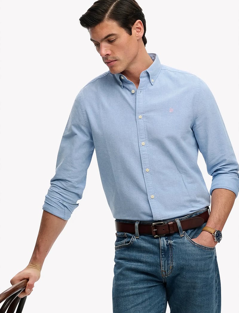 Superdry - PREPPY OXFORD L/S SHIRT - stribede skjorter - sky blue chambray - 4