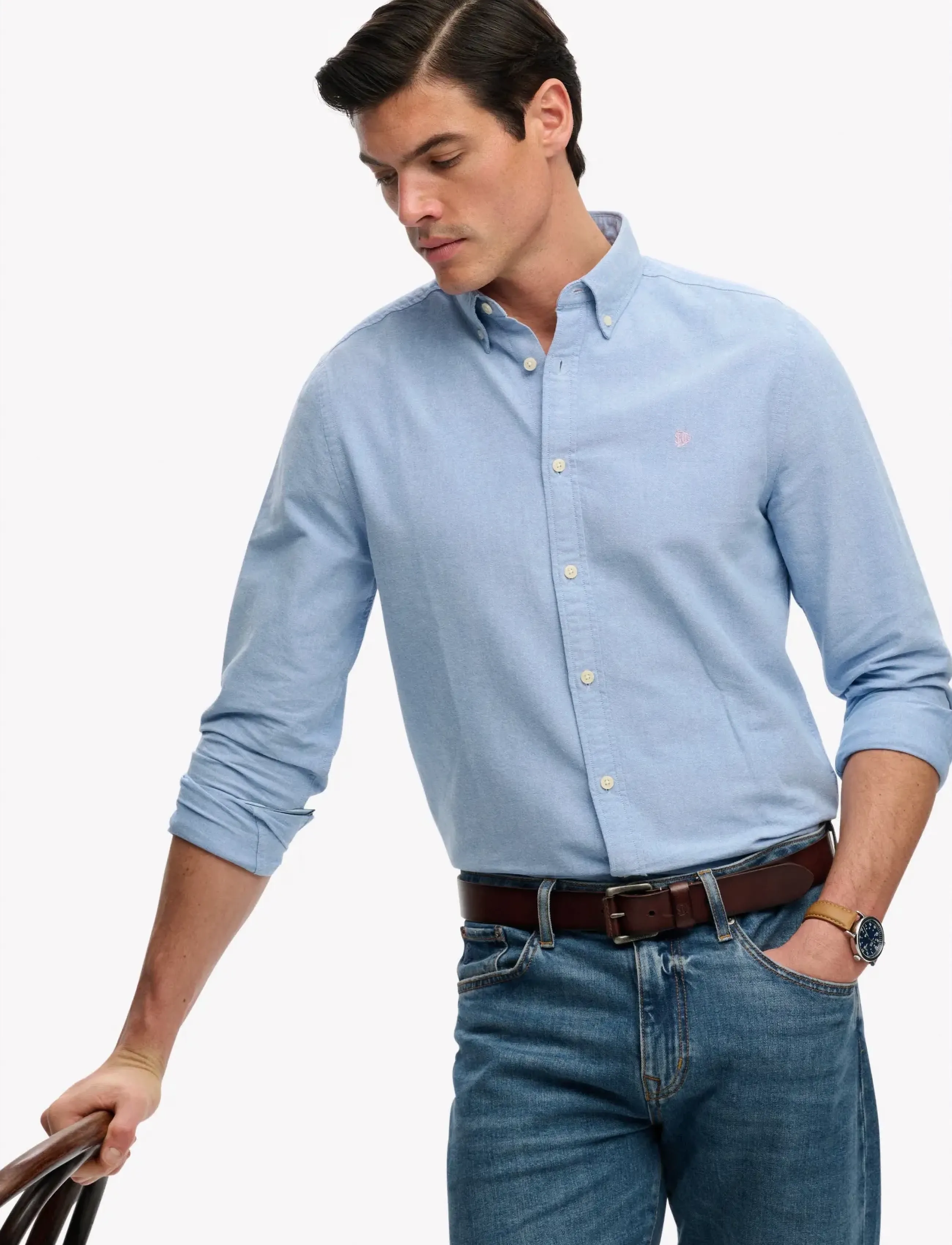 Superdry - PREPPY OXFORD L/S SHIRT - stribede skjorter - sky blue chambray - 4
