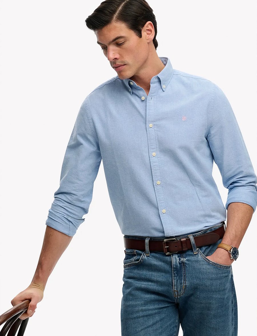 Superdry - PREPPY OXFORD L/S SHIRT - stribede skjorter - sky blue chambray - 4