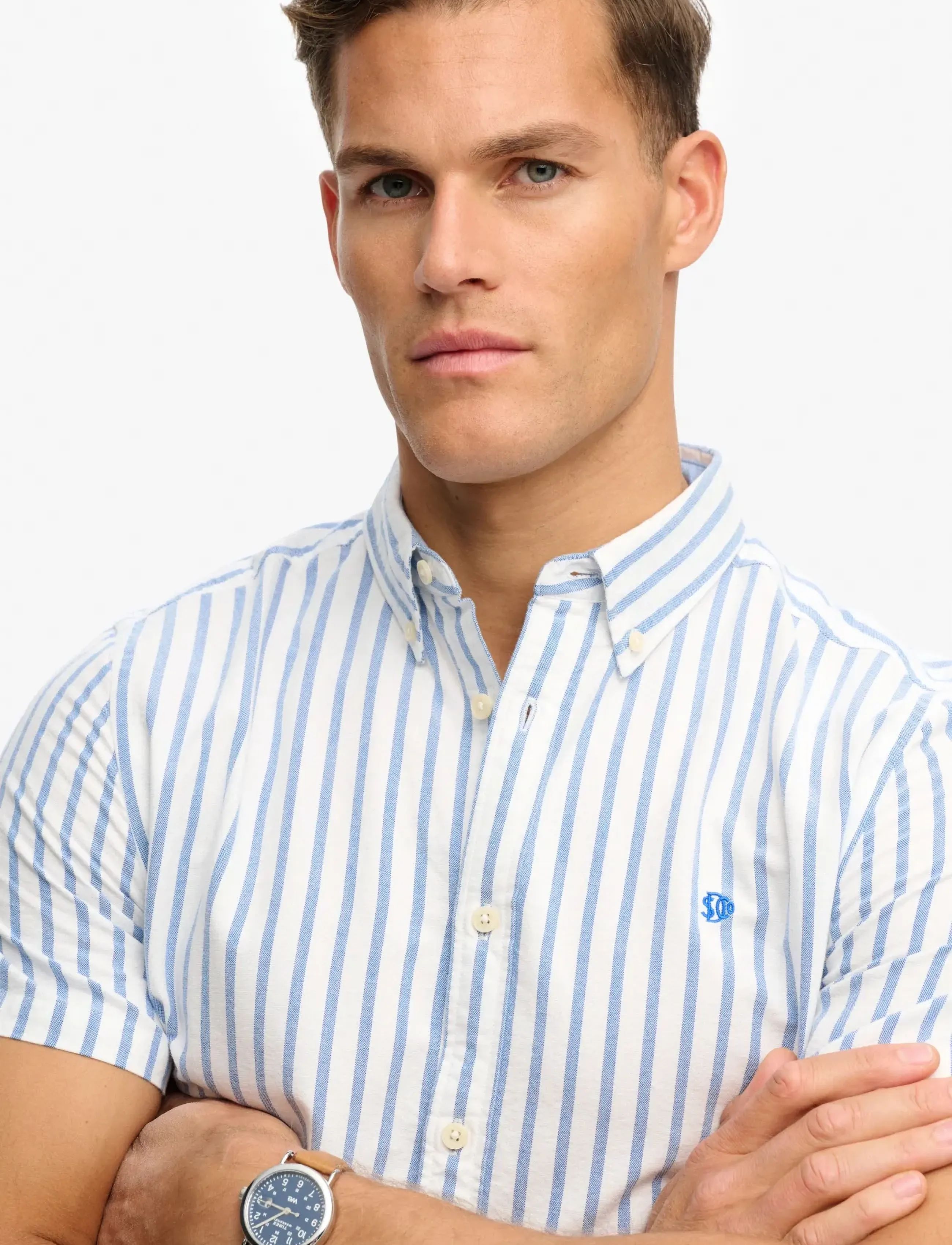 Superdry - PREPPY OXFORD S/S SHIRT - kortærmede skjorter - blue beach stripe - 2