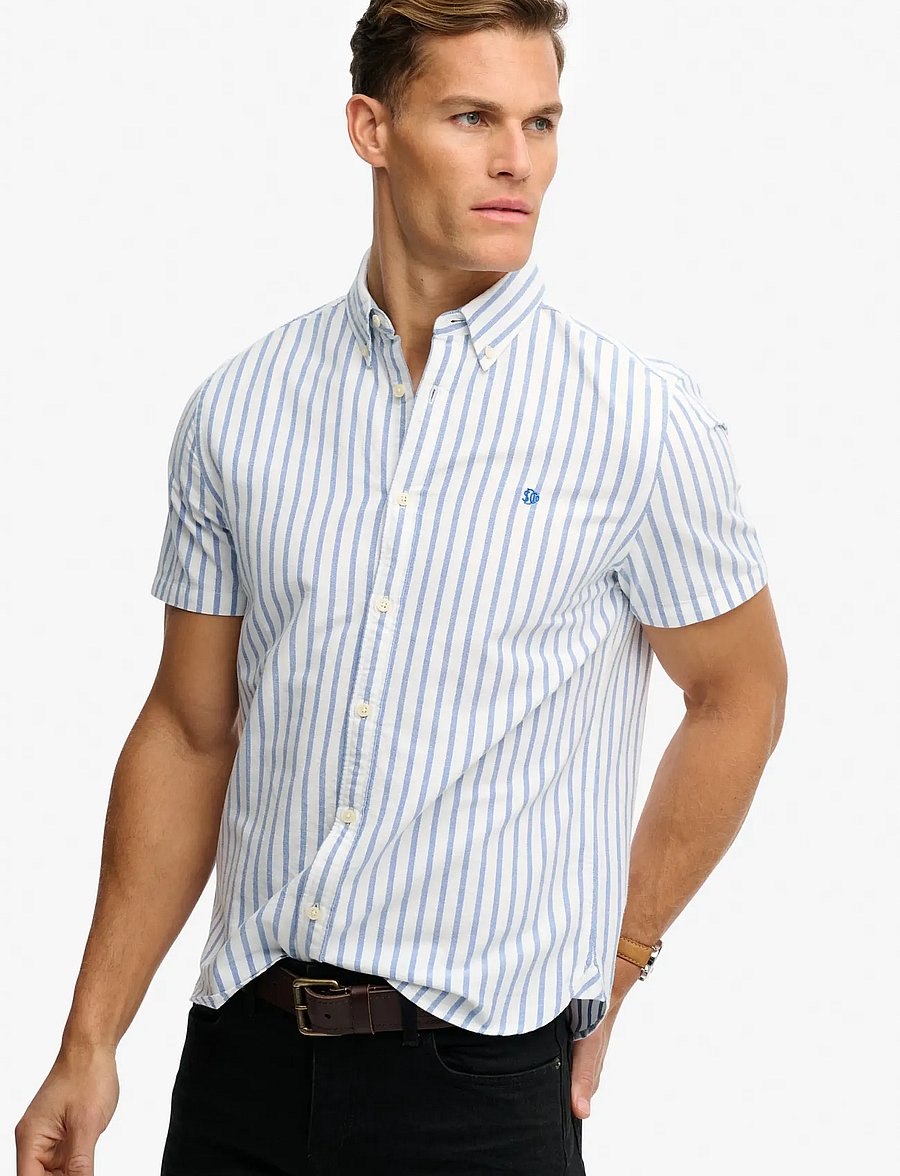Superdry - PREPPY OXFORD S/S SHIRT - kurzarmhemden - blue beach stripe - 3