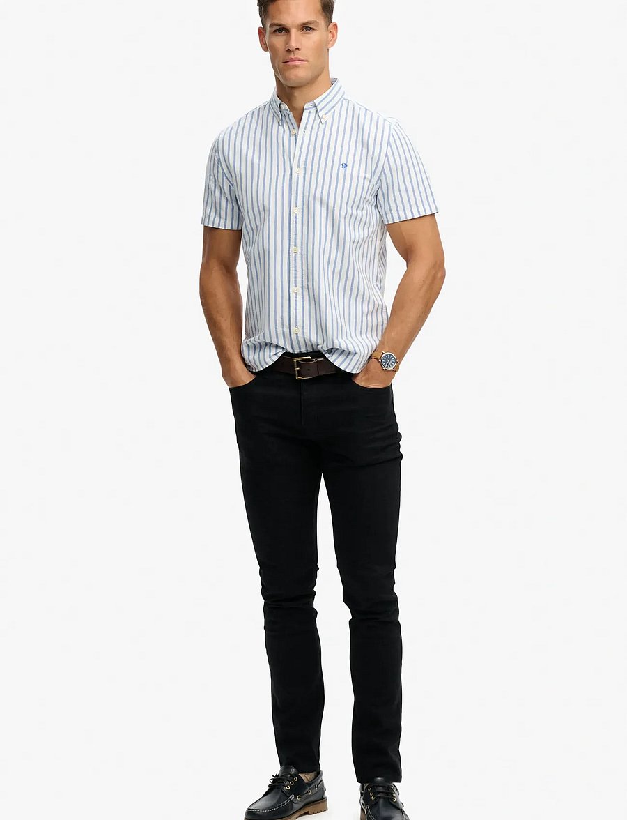 Superdry - PREPPY OXFORD S/S SHIRT - kurzarmhemden - blue beach stripe - 4
