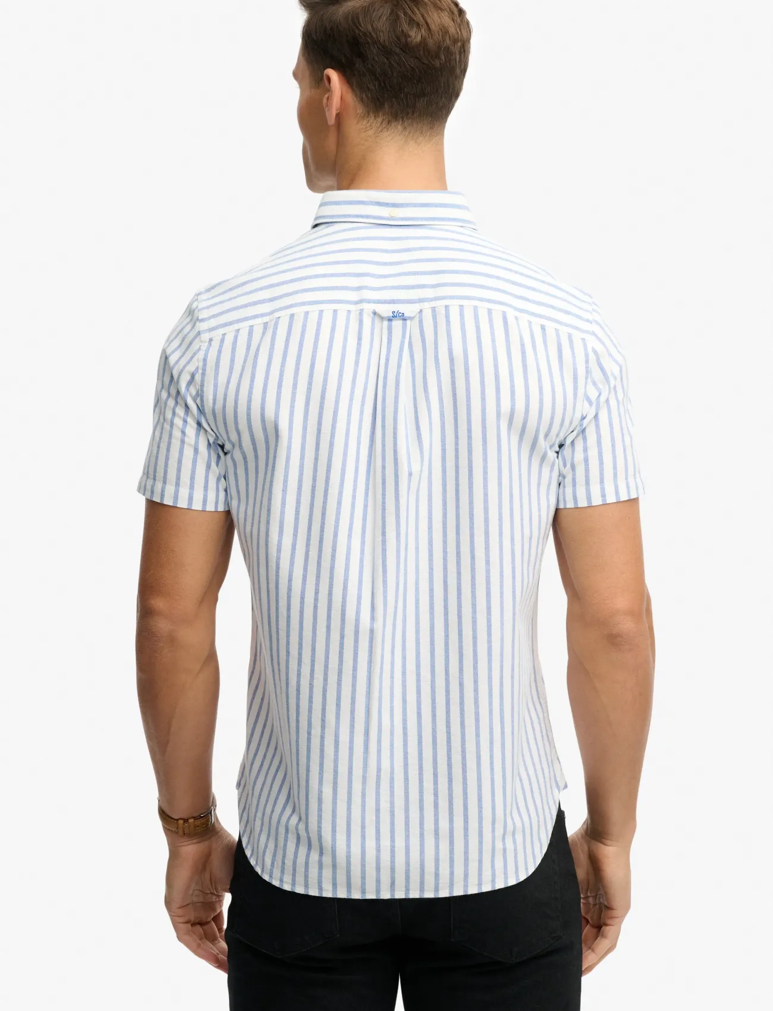Superdry - PREPPY OXFORD S/S SHIRT - kortærmede skjorter - blue beach stripe - 5