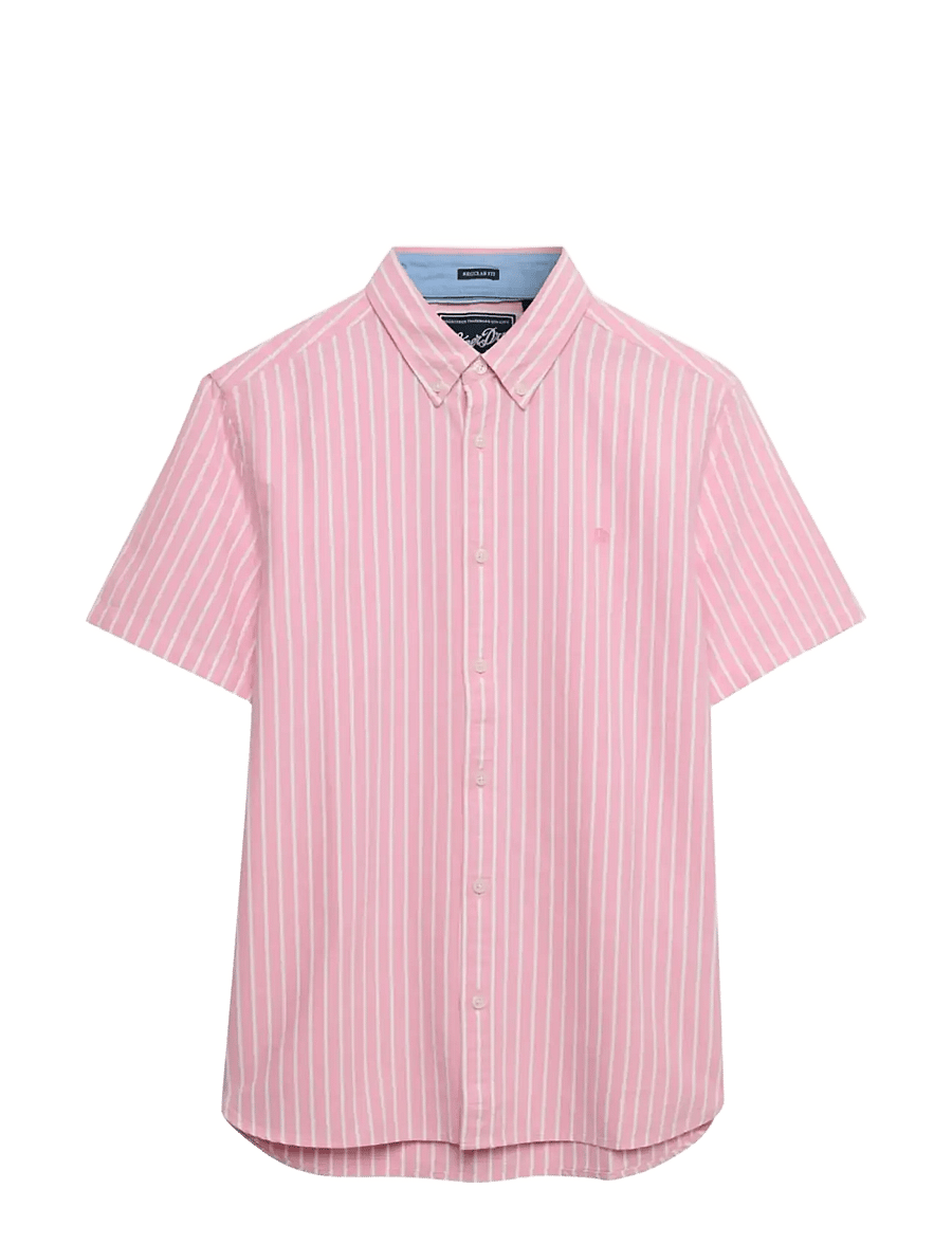 Superdry - PREPPY OXFORD S/S SHIRT - kurzarmhemden - cali coral/optic stripe - 1