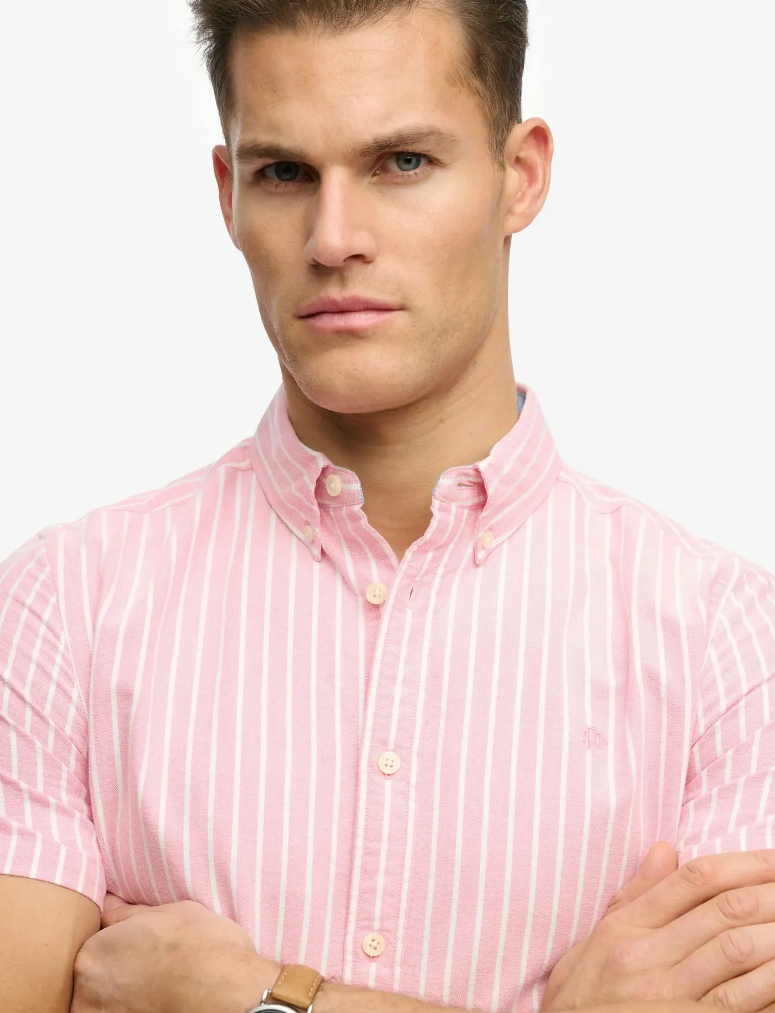 Superdry - PREPPY OXFORD S/S SHIRT - kortærmede skjorter - cali coral/optic stripe - 2