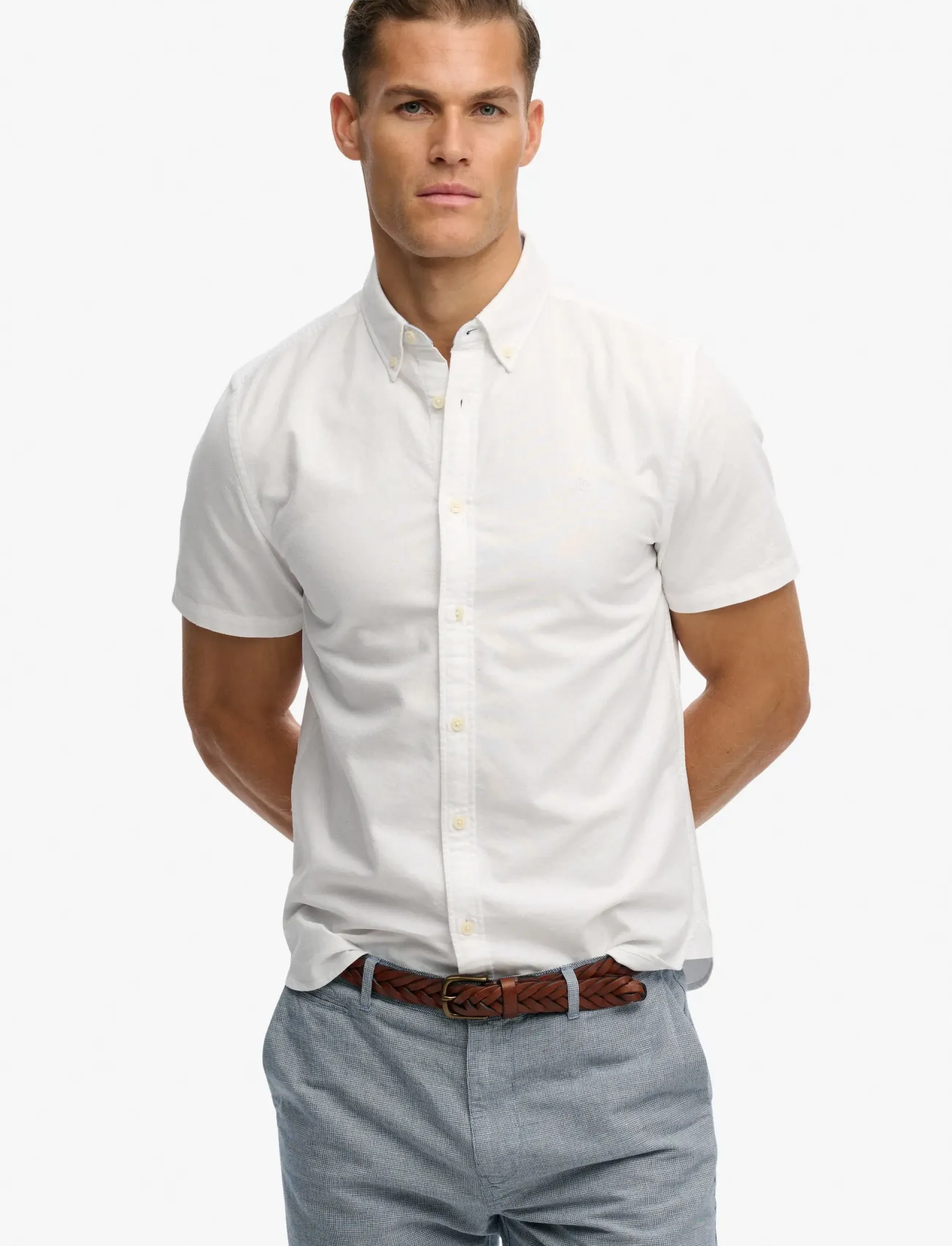 Superdry PREPPY OXFORD S/S SHIRT - Uus - OPTIC / white