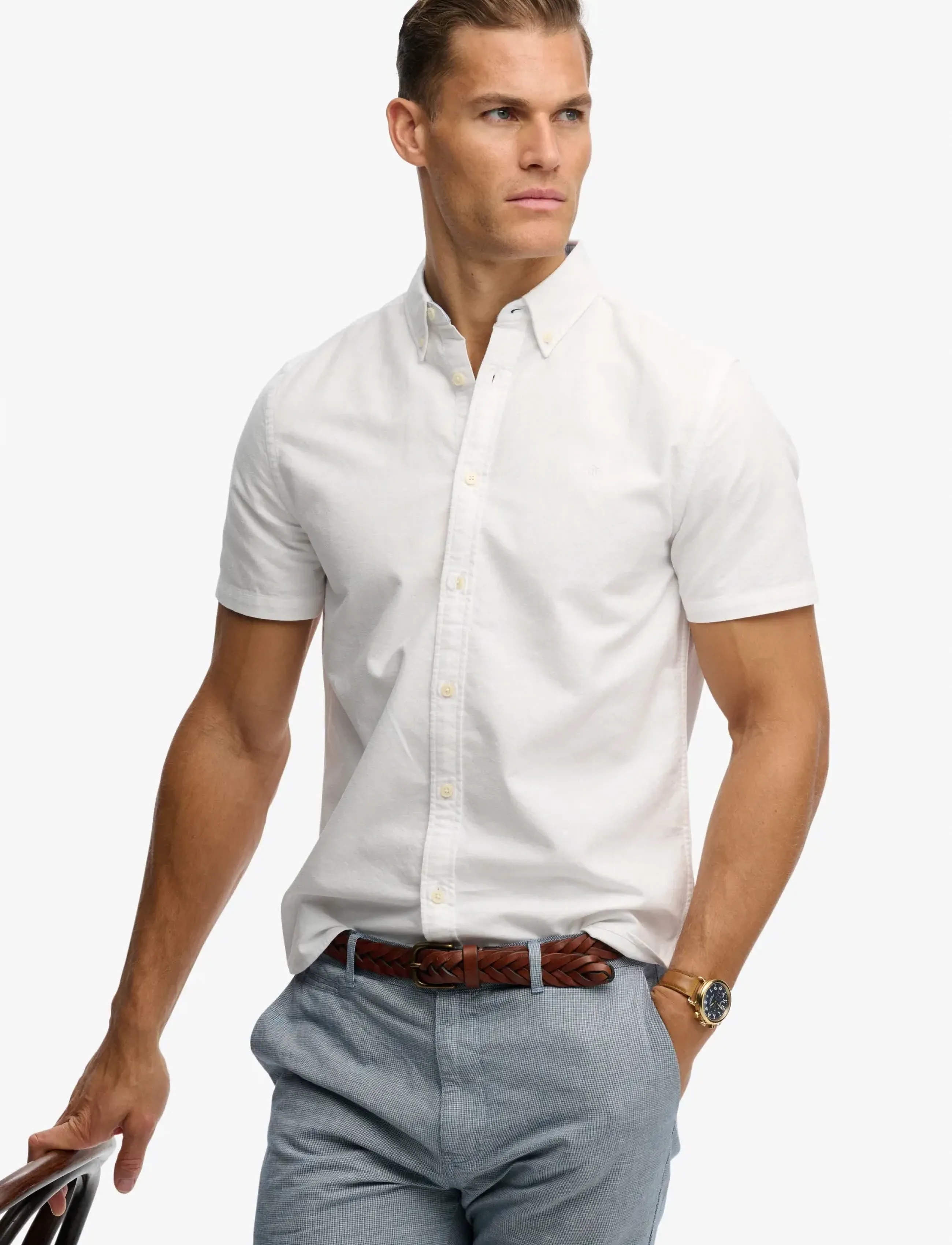 Superdry - PREPPY OXFORD S/S SHIRT - kortærmede skjorter - optic - 3