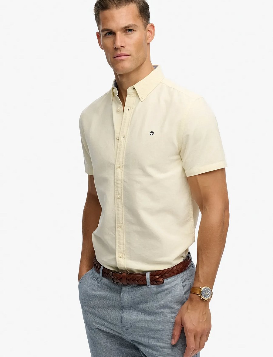 Superdry - PREPPY OXFORD S/S SHIRT - kurzarmhemden - pastel yellow chambray - 0