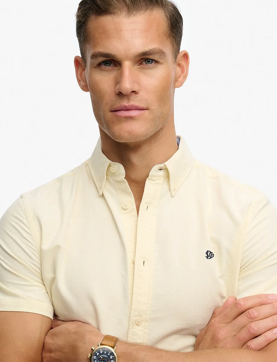 Superdry - PREPPY OXFORD S/S SHIRT - kurzarmhemden - pastel yellow chambray - 3