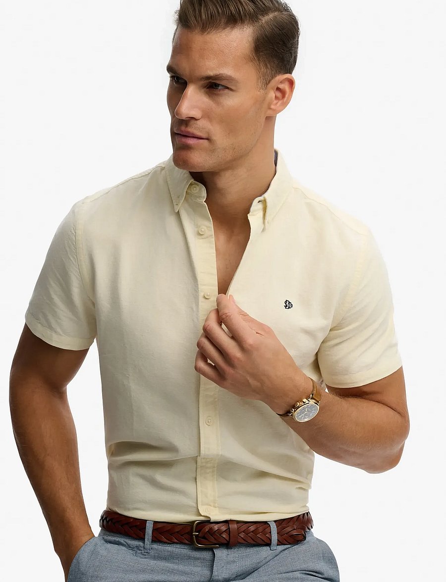 Superdry - PREPPY OXFORD S/S SHIRT - kurzarmhemden - pastel yellow chambray - 4
