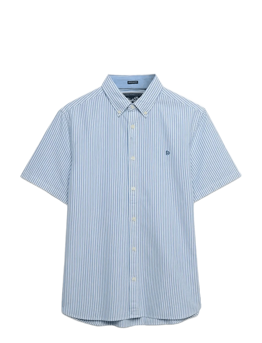 Superdry - PREPPY OXFORD S/S SHIRT - kurzarmhemden - sky blue stripe - 1