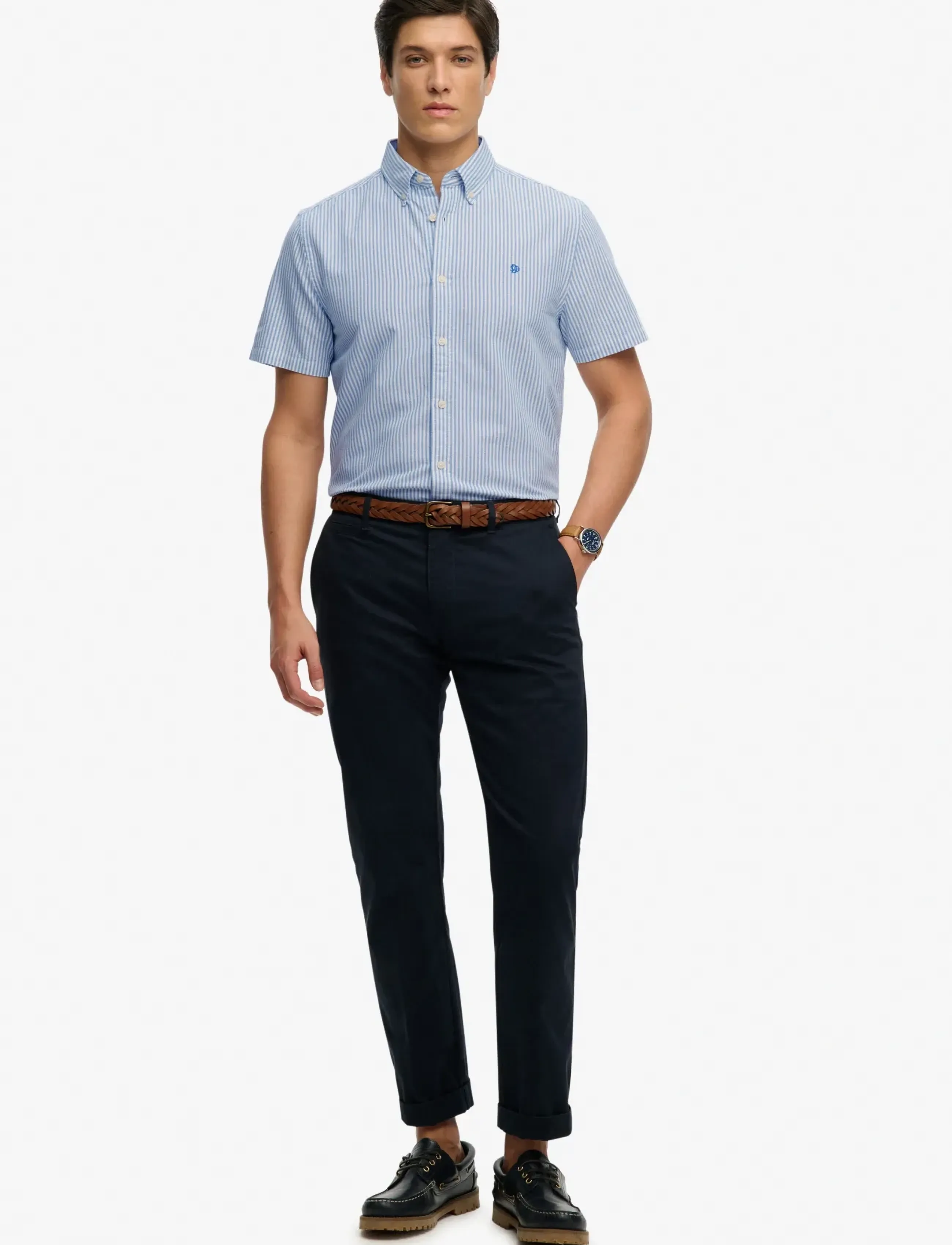 Superdry - PREPPY OXFORD S/S SHIRT - kortærmede skjorter - sky blue stripe - 4