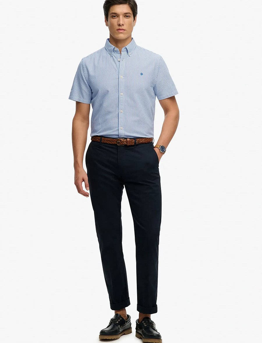 Superdry - PREPPY OXFORD S/S SHIRT - kurzarmhemden - sky blue stripe - 4