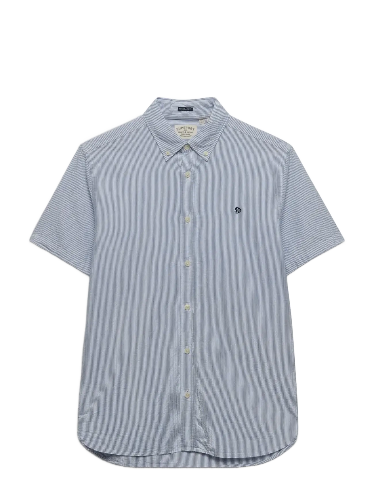 Superdry CLASSIC SEERSUCKER S/S SHIRT - Skjorter - CREAM/BLUE / multi