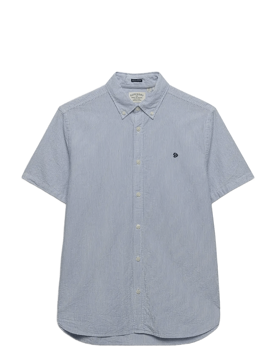 Superdry - CLASSIC SEERSUCKER S/S SHIRT - short-sleeved shirts - cream/blue - 1