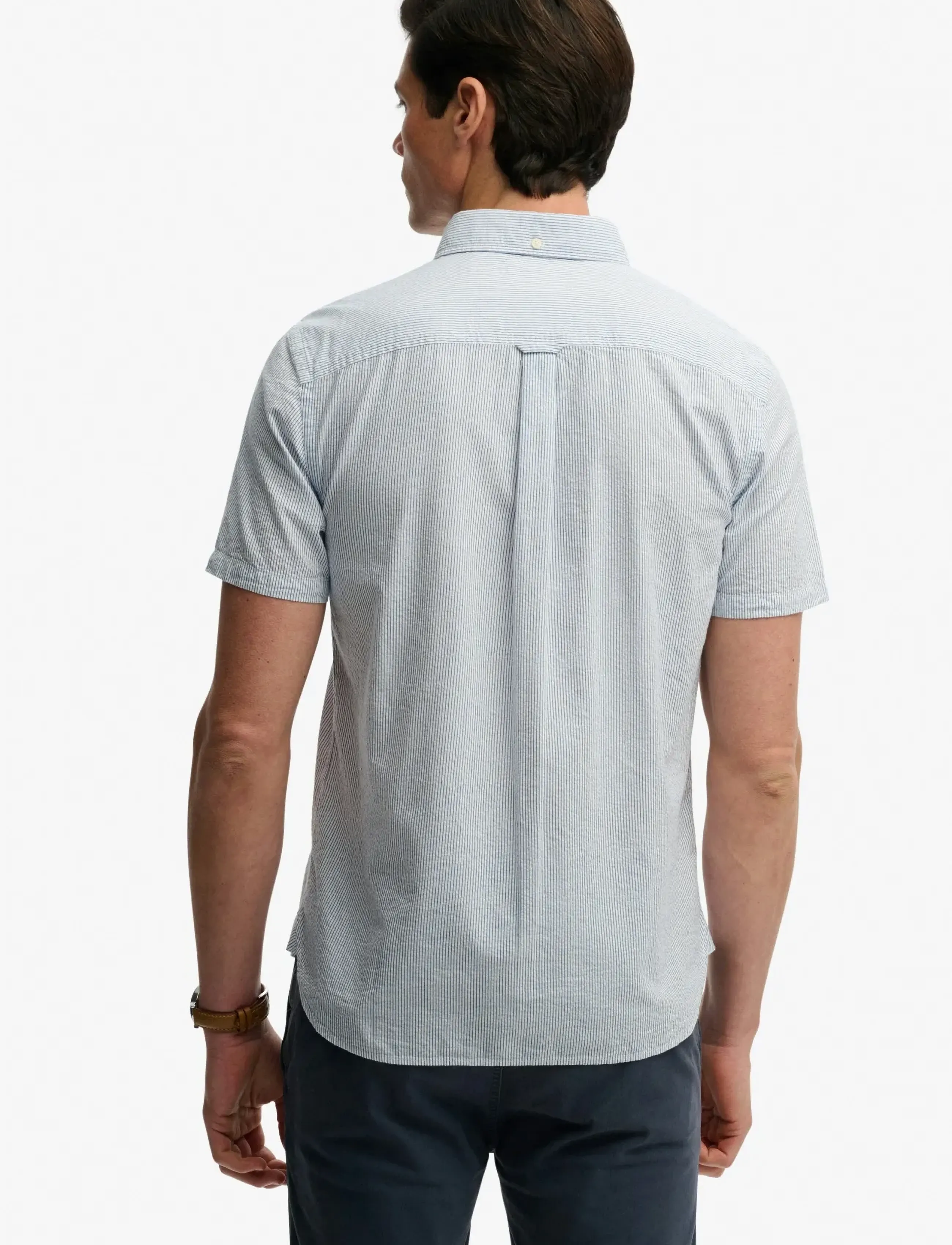 Superdry - CLASSIC SEERSUCKER S/S SHIRT - stutterma skyrtur - cream/blue - 2