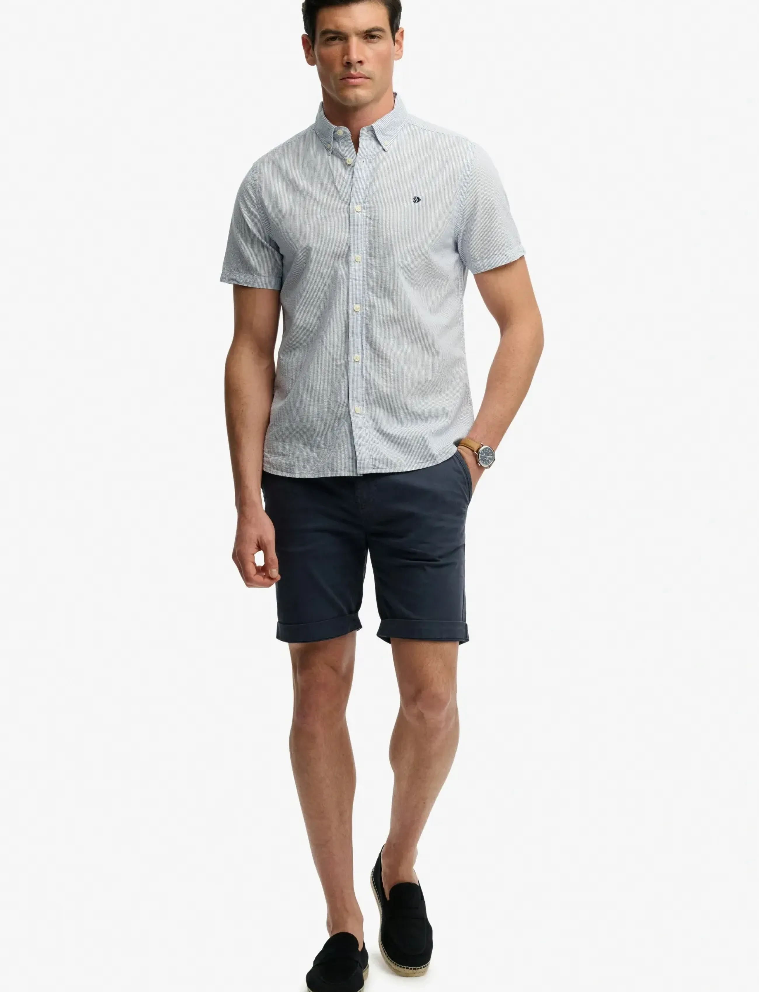 Superdry - CLASSIC SEERSUCKER S/S SHIRT - stutterma skyrtur - cream/blue - 3