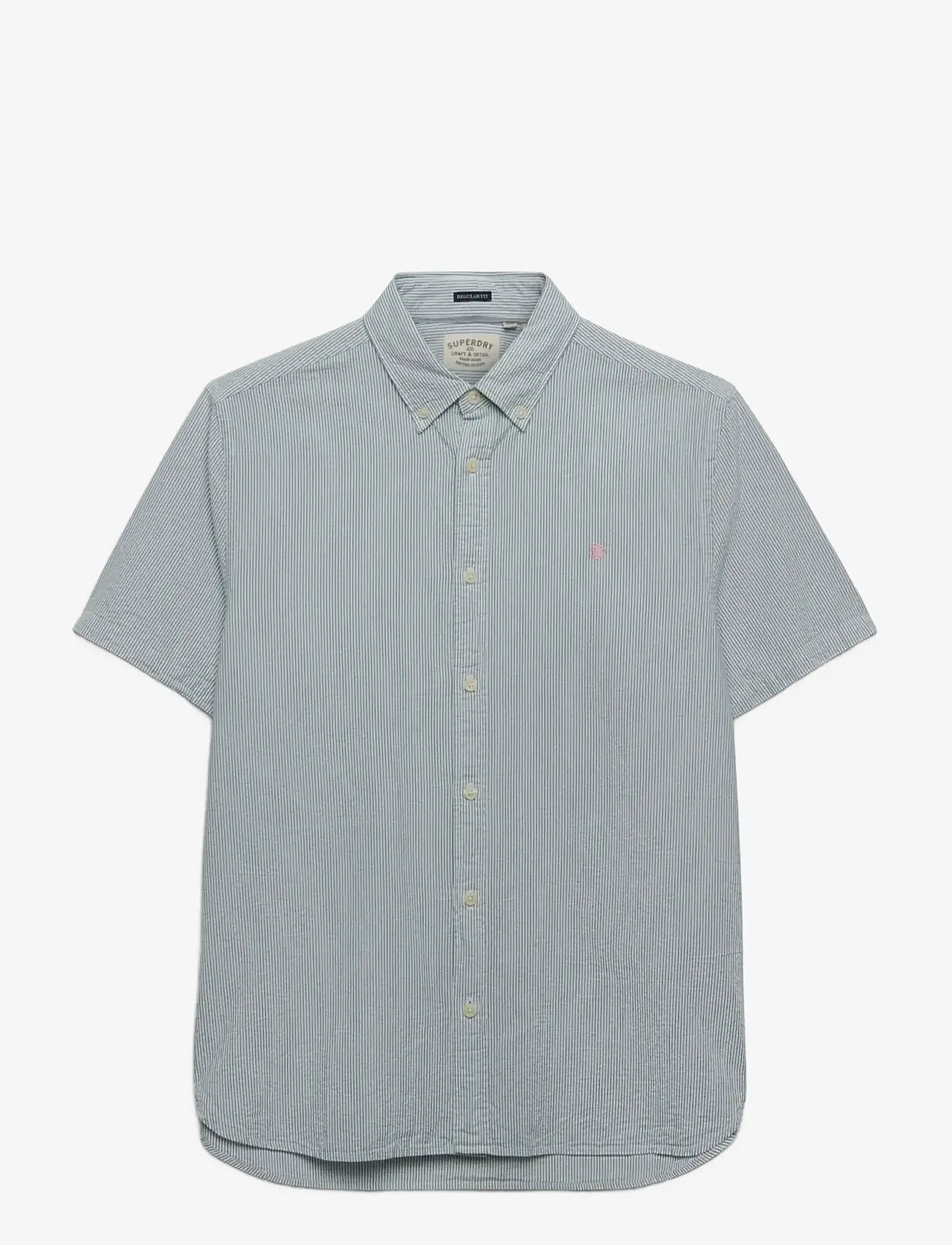 Superdry - CLASSIC SEERSUCKER S/S SHIRT - kortærmede skjorter - cream/green - 1