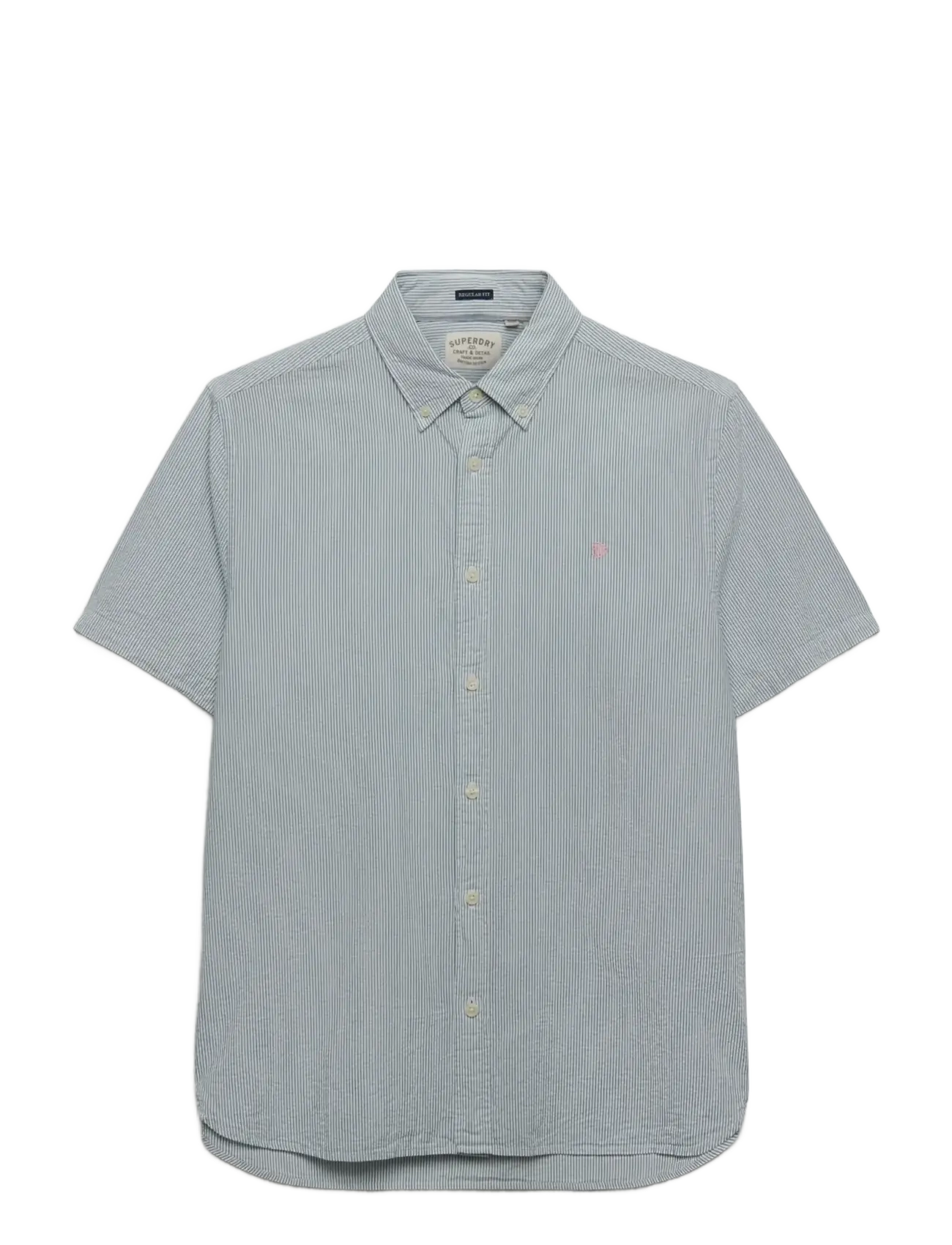 Superdry CLASSIC SEERSUCKER S/S SHIRT - Särgid - CREAM/GREEN / green