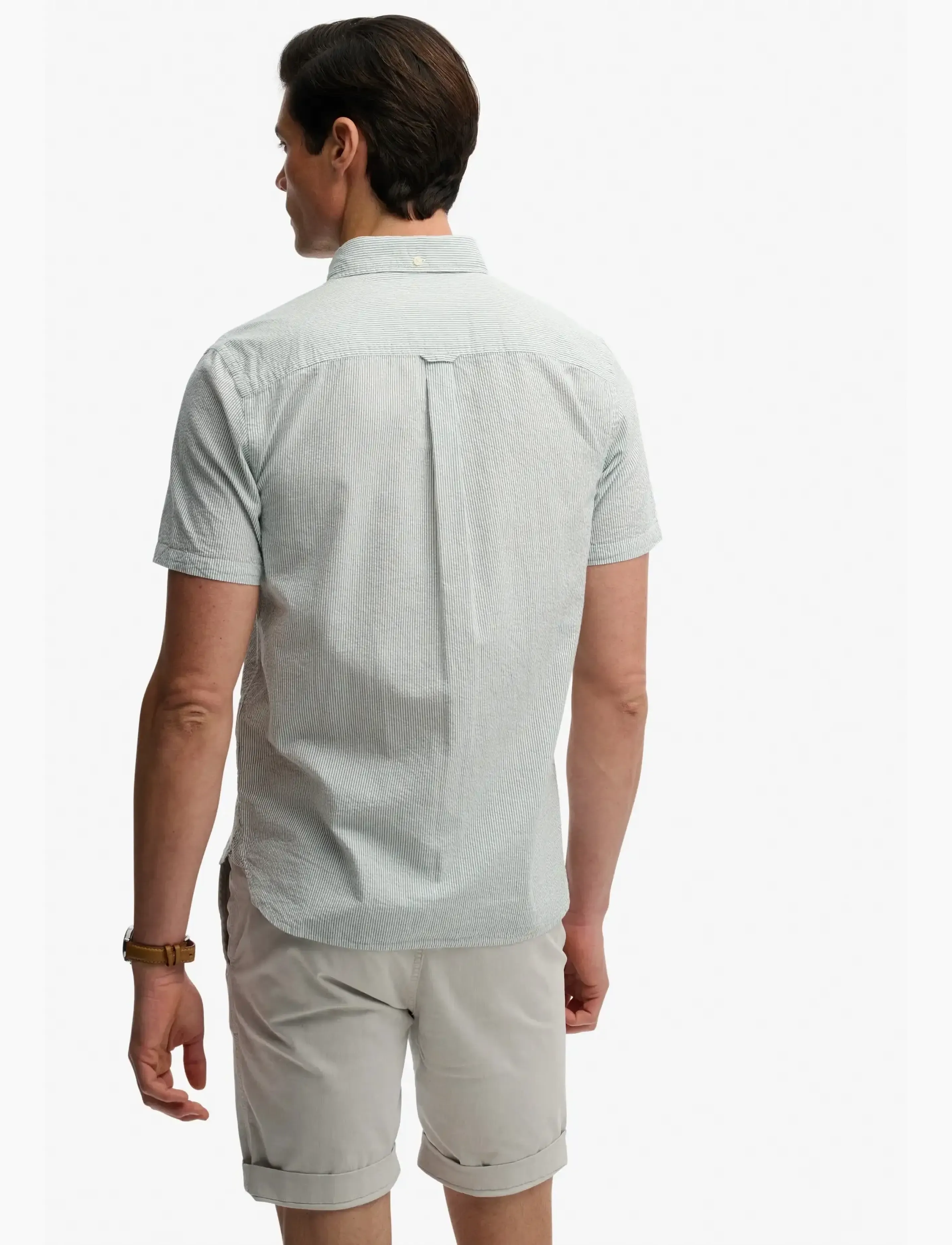 Superdry - CLASSIC SEERSUCKER S/S SHIRT - kurzarmhemden - cream/green - 2