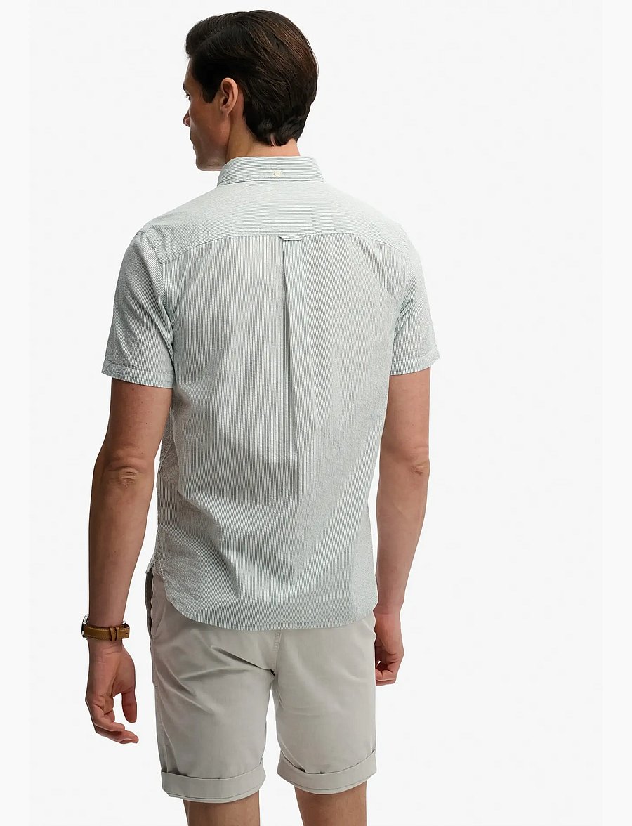 Superdry - CLASSIC SEERSUCKER S/S SHIRT - kurzarmhemden - cream/green - 2