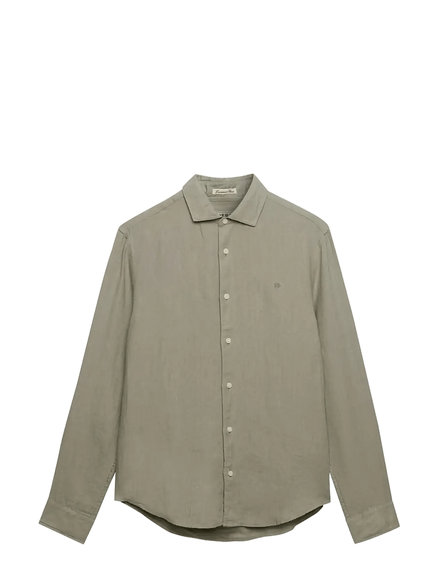 Superdry - RIVIERA L/S LINEN SHIRT - linen shirts - bay green - 1