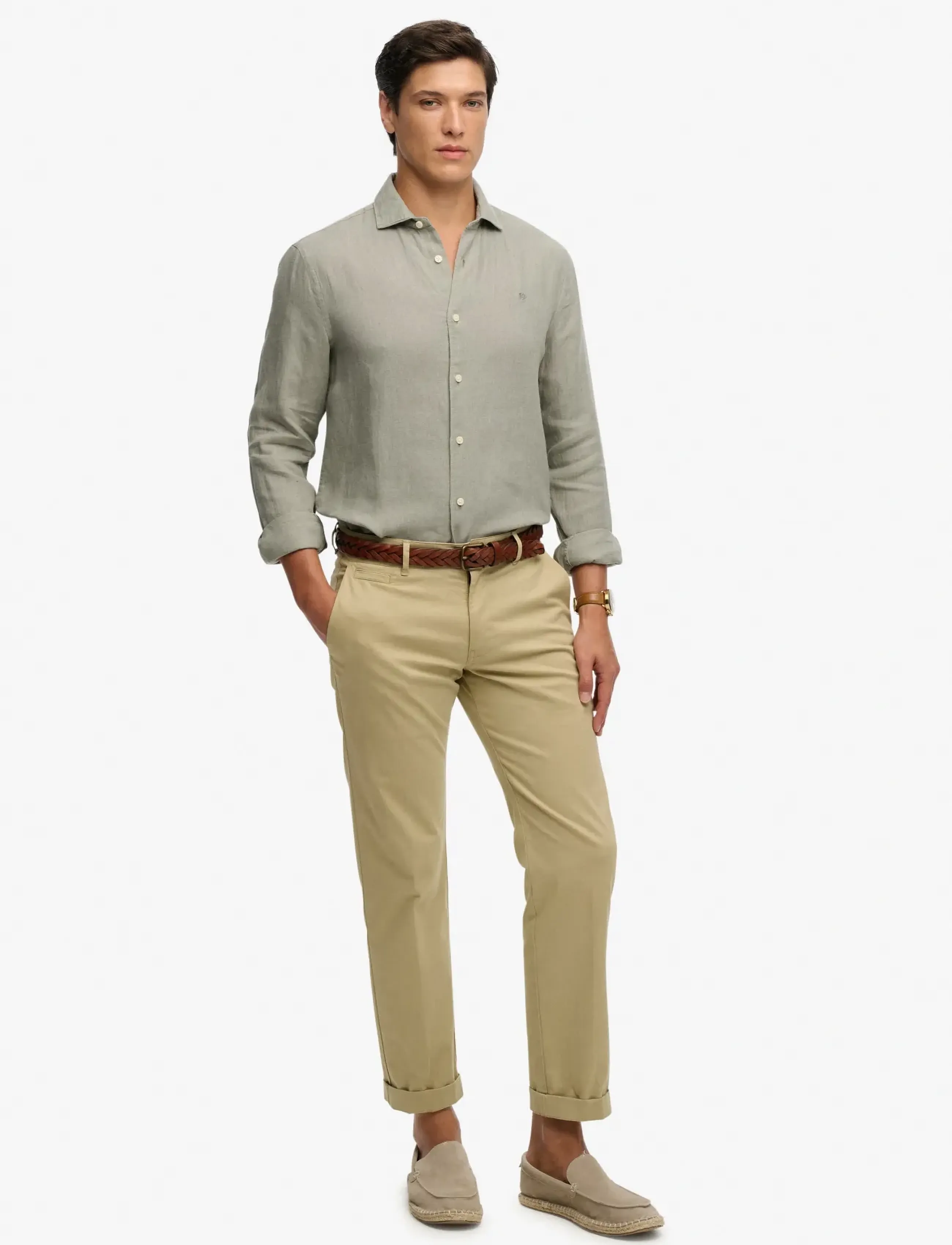 Superdry - RIVIERA L/S LINEN SHIRT - hørskjorter - bay green - 4