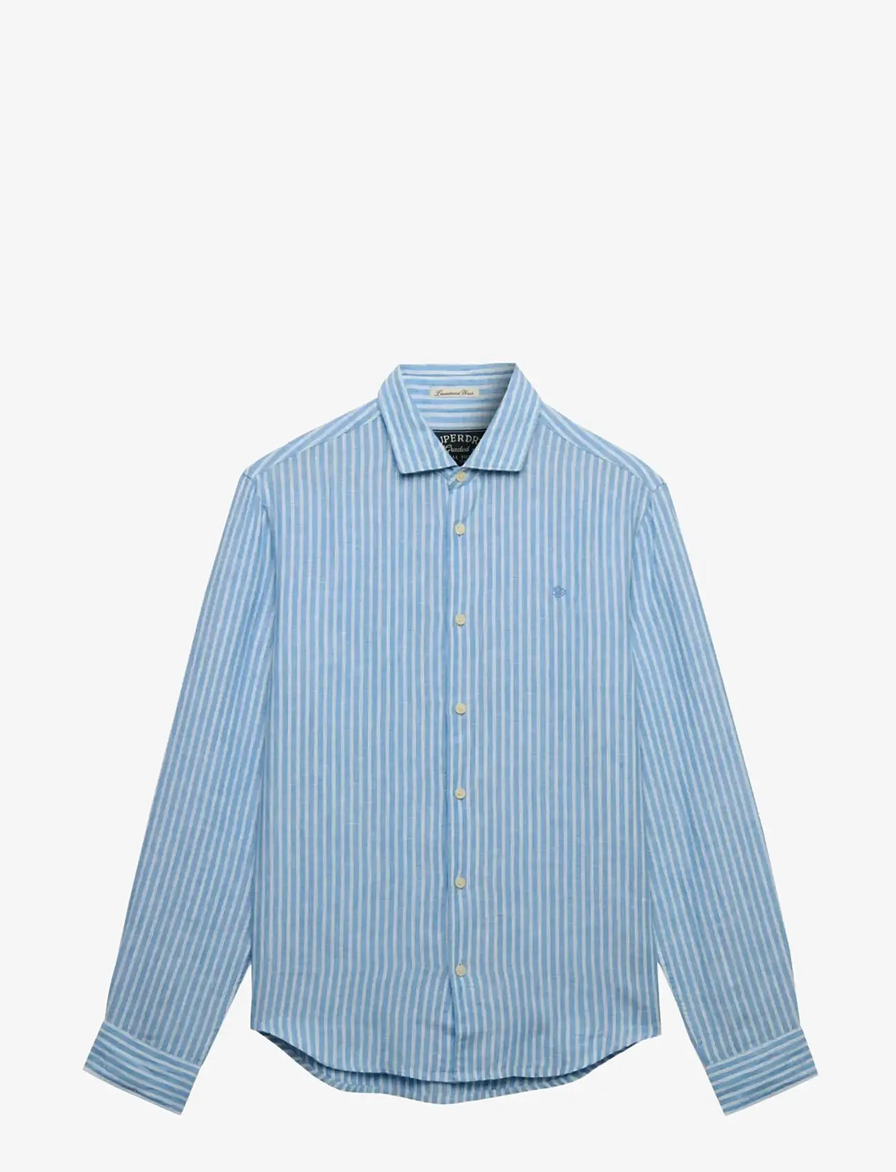 Superdry - RIVIERA L/S LINEN SHIRT - leinenhemden - classic blue stripe - 1